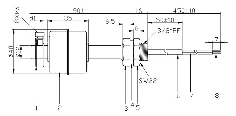 LSS1A41-3/8PF-70-1 液位传感器 浮球开关